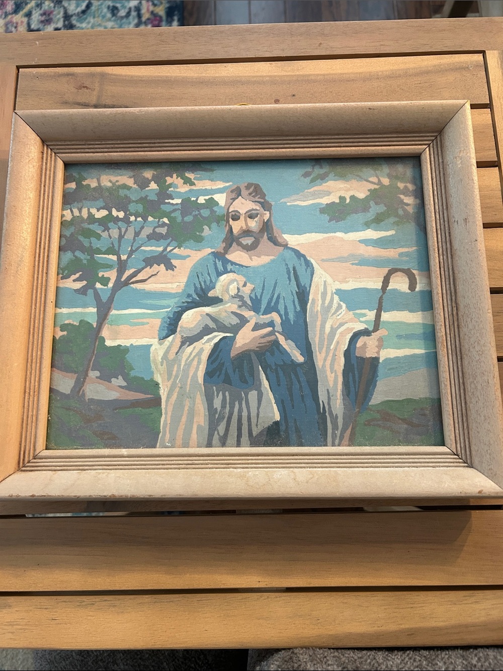 Vgt paint by number “The Good Shepard”. 8 by 10 framed.